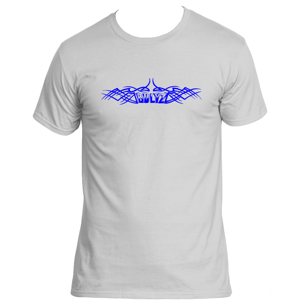 Blue Tribal Bulyz white t-shirt
